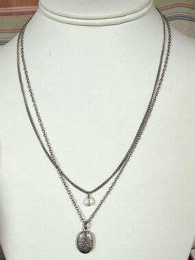 Double-Layered Silver Locket Necklace